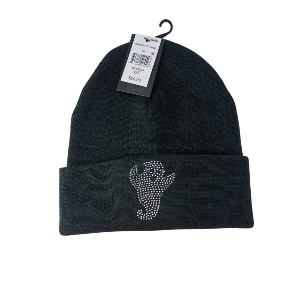 David And Young Women's Black Beanie Ghost Hat Cap Sz.OS - Picture 2 of 5